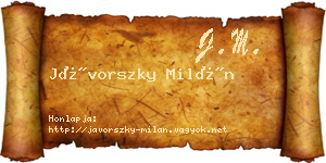 Jávorszky Milán névjegykártya