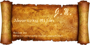 Jávorszky Milán névjegykártya