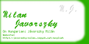 milan javorszky business card